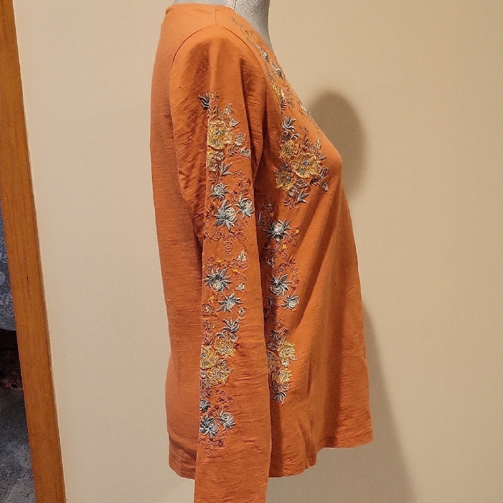 Sundance Rust Floral Embroidered Long-Sleeve Top - Picture 7 of 8